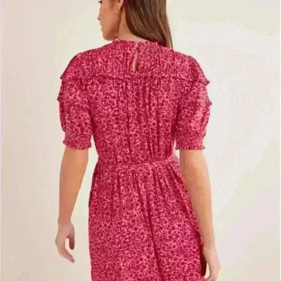 Boden Yoke Detail Jersey Mini Dress Pink Floral Tie Waist NWT size 4P - Picture 2 of 14
